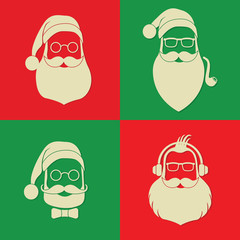 vector hipster santa silhouette with glasses