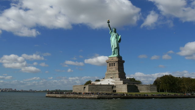 Liberty Statue New York view from passing boat