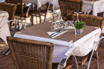 Cozy Restaurant tables ready for service