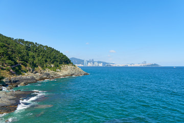 Fototapeta na wymiar Igidae coastline and seaside of Haeundae district