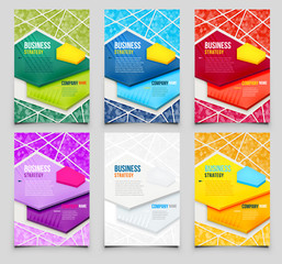 Set of Poster Templates with Triangle Background