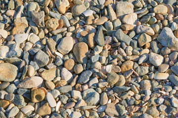 closeup of pebbles in a beach