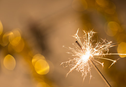 Colorful sparkler, close-up.