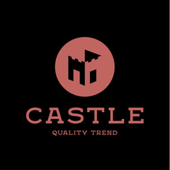 Castle fortress brand logo design trendy flat style unique for the company