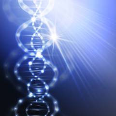 DNA molecule structure on a blue background. Science vector background