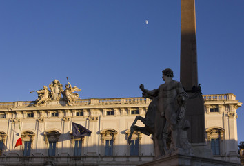 Fototapeta premium Obelisk of Montecitorio in Rome, with Palazzo della Consulta building in the background