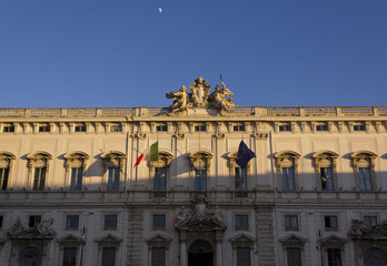Palazzo della Consulta frontal facade in Rome, Italy