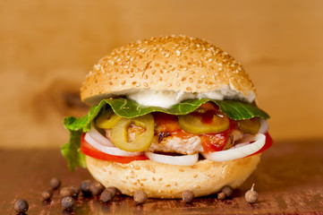 Appetizing burger closeup