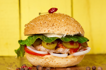 Appetizing burger closeup
