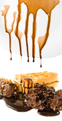 dripping liquid chocolate candy close-up