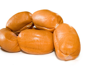 many sausage on a white background