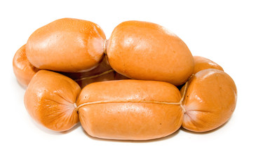 sausage closeup on a white background