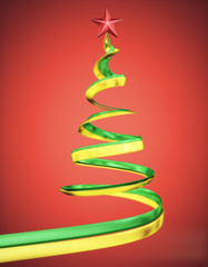 Concept christmas tree at red background