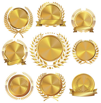 Golden medallion with laurel wreath collection