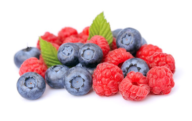 Fresh raspberry and blueberries
