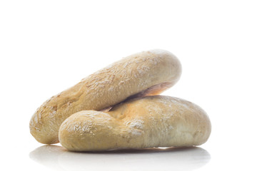 ciabatta bread on white background