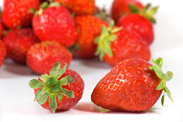 Isolated image of a ripe strawberry on a white background closeup