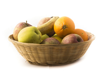 fruit basket on white background