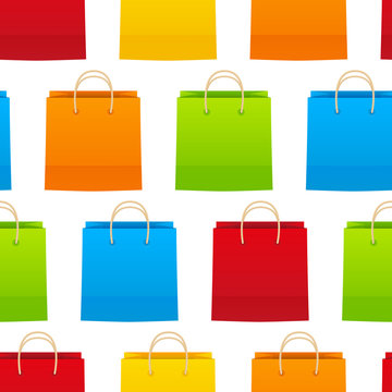 Seamless pattern with paper shopping bags 