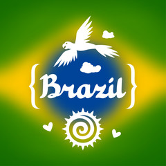 Brazil background with stylized objects and cultural symbols