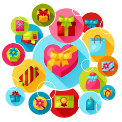 Celebration background or card with colorful gift boxes