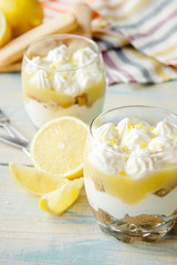 Lemon tiramisu in a glass