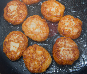 cheese pancakes fried in oil