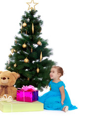 Obraz na płótnie Canvas elegant girl near the Christmas tree