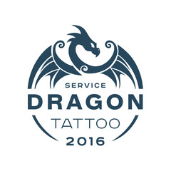 Dragon logo tattoo service in style the flat of one color