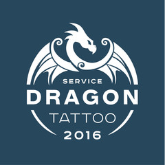 Dragon logo tattoo service in style the flat of one color