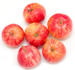 red and yellow apples on a white background