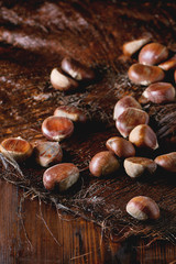 Uncooked edible chestnuts