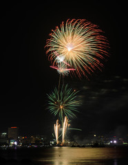 Fireworks at Pattaya beach, Thailand