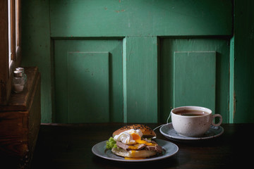 Sandwich with meat and egg