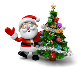 The Santa Claus and a christmas tree