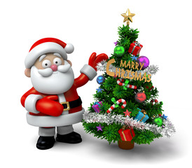 The Santa Claus and a christmas tree