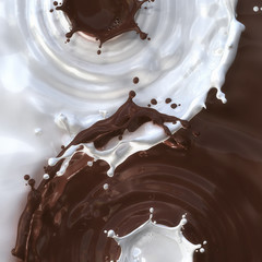 milk and chocolate yin yang mix
