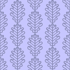 Fototapeta na wymiar Oak leaves seamless vector pattern. Vintage style and colors (blue-purple). Wrapping paper design.