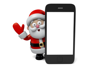 The Santa Claus and a cellphone