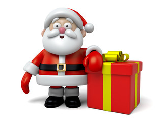 The Santa Claus and a gift box
