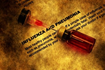 Influenza and pneumonia grunge concept