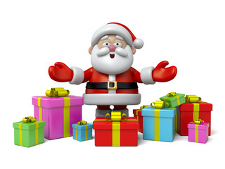 The Santa Claus and a lot of gifts