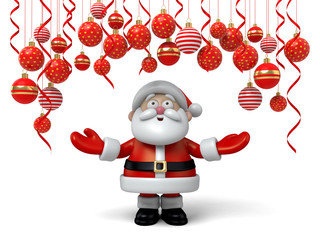 The Santa Claus is in a pile of painted eggshells