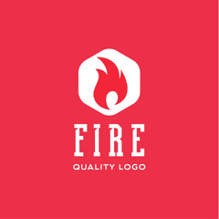 Logo sign flame fire quality flat style icon vector art