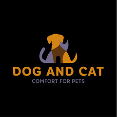 Dog and Cat with effect Overlay trend logo art