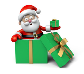 The Santa Claus and a big gift box