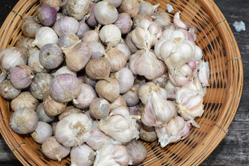 Garlic in basket.
