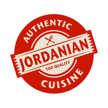 Abstract stamp with the text Authentic Jordanian Cuisine