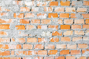 Detail of a new brick wall without plaster