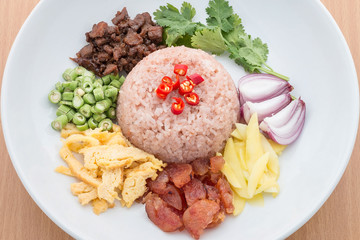 Fried rice with Shrimp paste, Thai food.